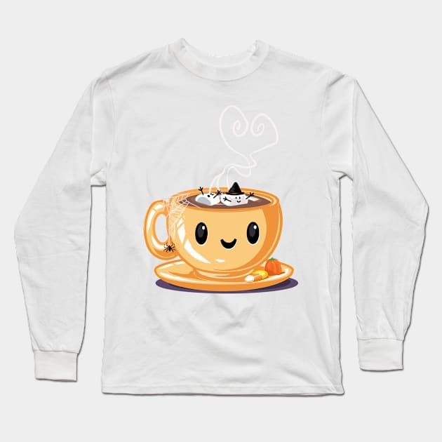 Happy Halloween Hot Chocolate Long Sleeve T-Shirt by ElephantShoe